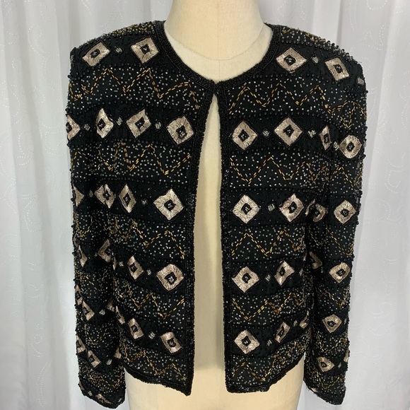 Papell Boutique Evening beaded silk jacket - Picture 1 of 10